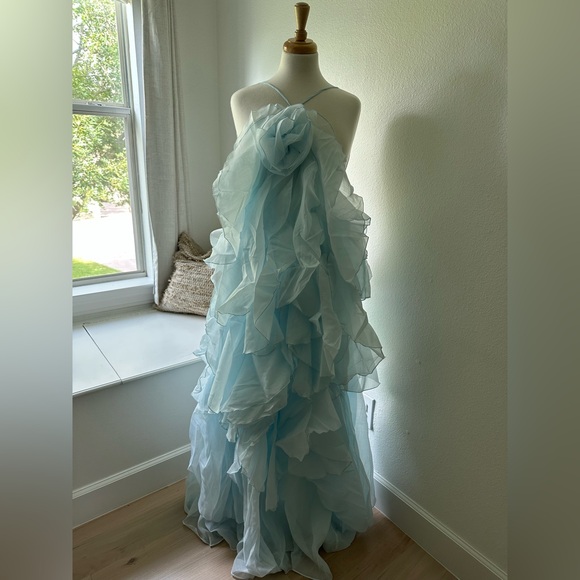 Aje Pandorea Layered Maxi Dress Silver Blue US 6 - Picture 11 of 11